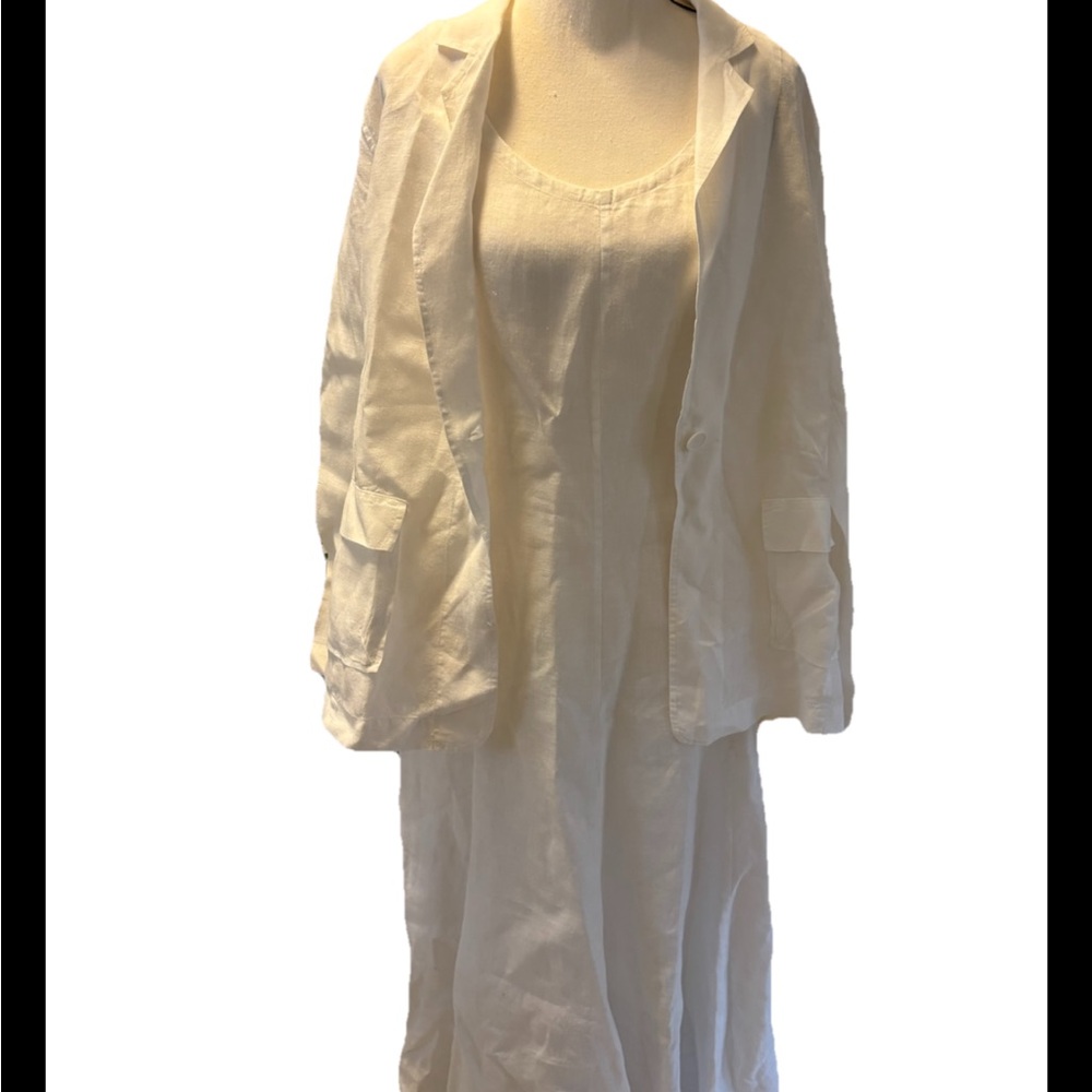 Eileen Fisher 100% Linen Set — Maxi Dress + Blazer (S)